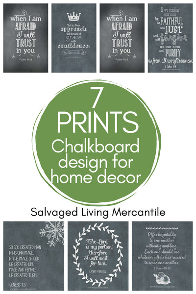 7 Charming Chalkboard Scriptures PRINT Set