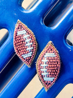 Beaded Football Stud Earrings